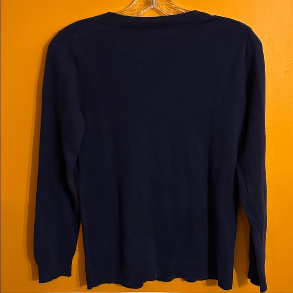 J. Crew Dark Blue Sweater with Pink Heart Design - Picture 6 of 6